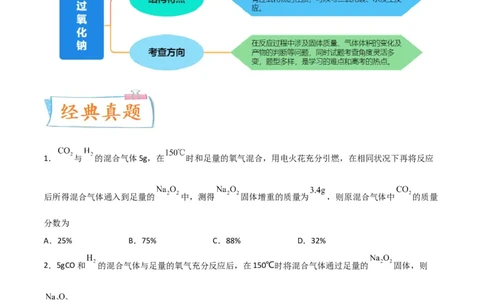升级版微专题11&ldquo;四角度&rdquo;认识过氧化钠与水、二氧化碳的反应（原卷版）_05高考化学_新高考复习资料_2024年新高考资料_一轮复习资料_备战2024年高考化学一轮复习考点微专题