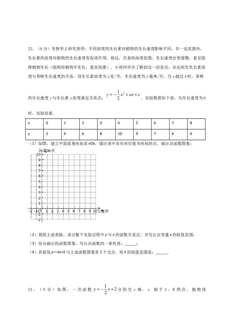 第二十二章二次函数（基础过关）（原卷版）_初中数学人教版_9上-初中数学人教版_06习题试卷_2单元测试_单元测试（第2套）