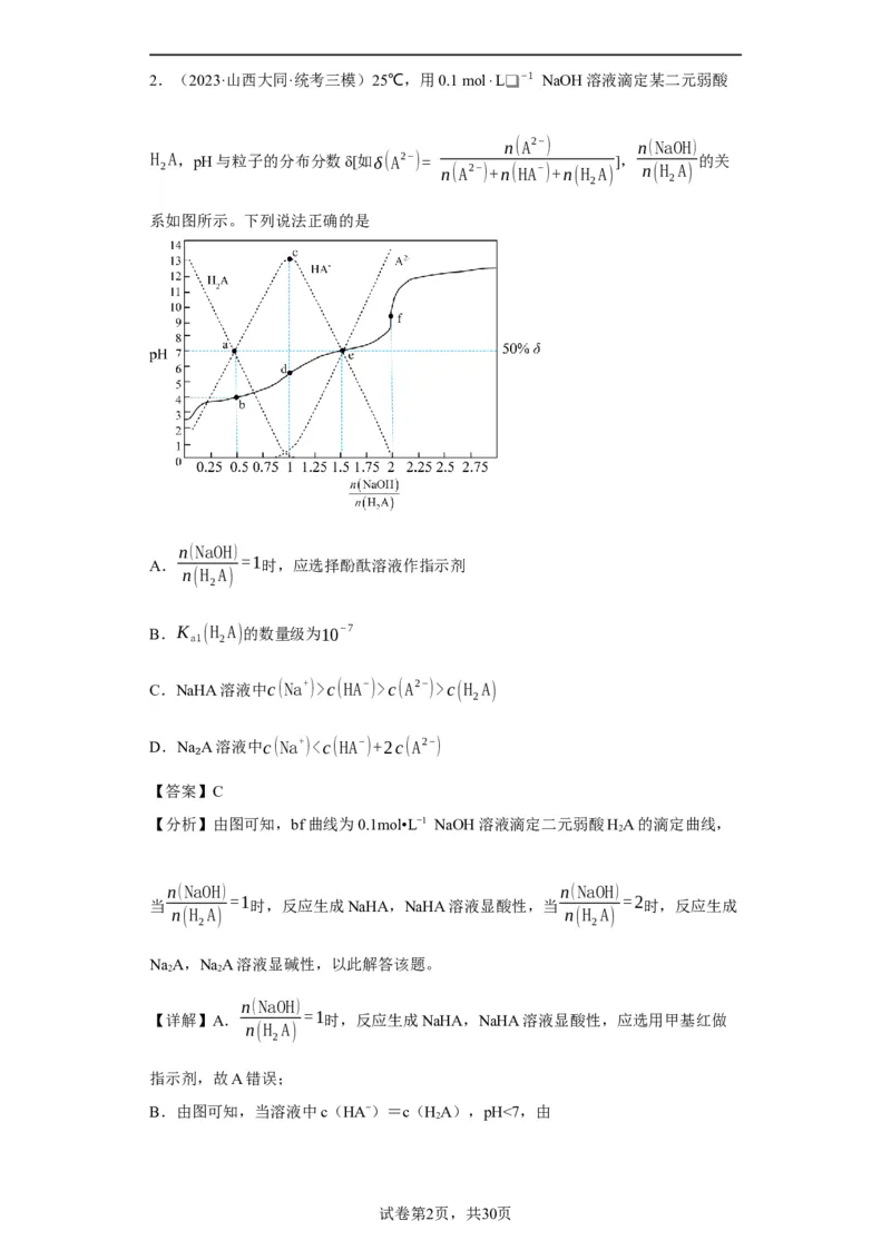 滴定前指示剂的选择（解析版）_05高考化学_新高考复习资料_2024年新高考资料_一轮复习资料_2024届高三化学一轮复习&mdash;专项训练