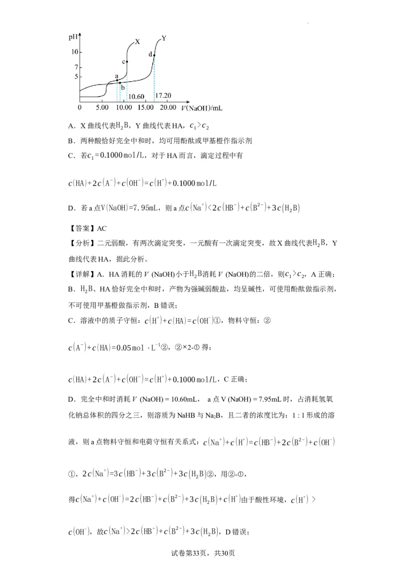 滴定前指示剂的选择（解析版）_05高考化学_新高考复习资料_2024年新高考资料_一轮复习资料_2024届高三化学一轮复习&mdash;专项训练