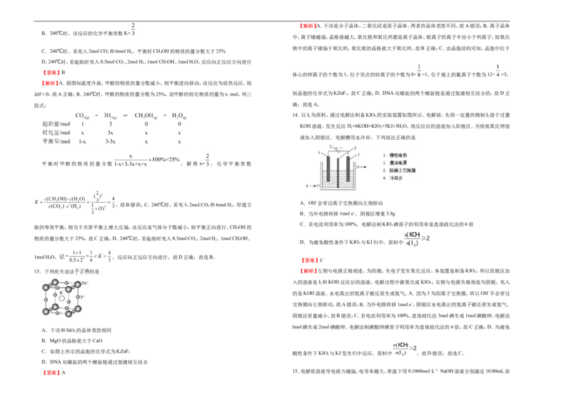 原创（新高考）2021届高考考前冲刺卷化学（十五）教师版_05高考化学_新高考复习资料_2021新高考资料_2021届高考考前冲刺卷（新高考）5.31更新