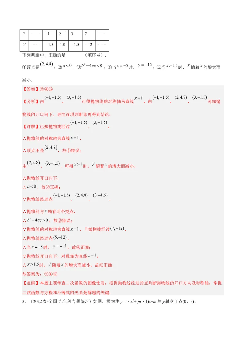第二十二章二次函数基础常考60题（20个考点）专练（解析版）_初中数学人教版_9下-初中数学人教版_07专项讲练_2023-2024学年九年级数学全册重难点专题提升精讲精练（人教版）