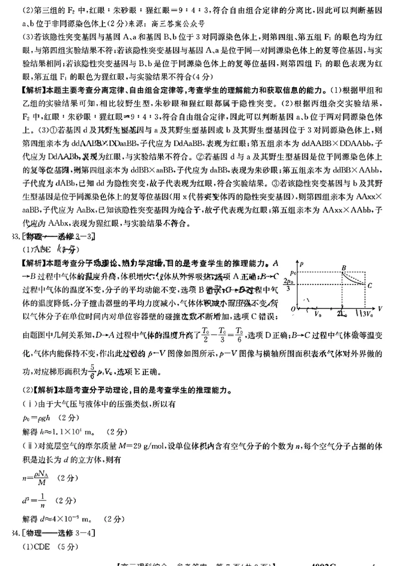 河南省焦作市普通高中2023学年高三（二模）丨理综答案公众号：一枚试卷君_05高考化学_高考模拟题_新高考_河南省焦作市普通高中2023届高三第二次模拟考试（金太阳23-358C）理综