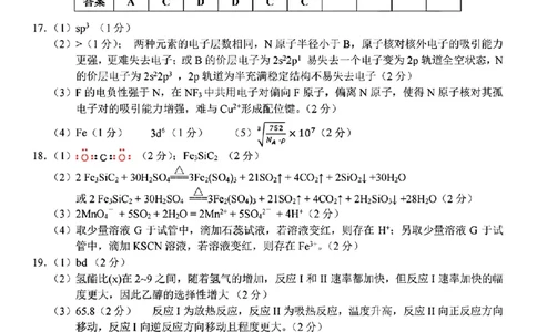 化学答案_宁波十校2023届高三3月联考公众号：一枚试卷君_05高考化学_高考模拟题_新高考_化学-2303宁波十校高三3月联考_化学-2303宁波十校高三3月联考