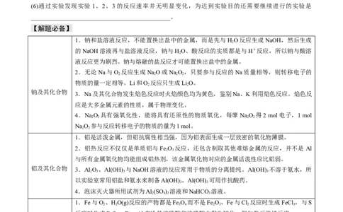 易错专题05金属元素及其化合物-2024年高考化学考前易错聚焦（原卷版）_05高考化学_2024年新高考资料_5.2024三轮冲刺_2024年高考化学考前易错聚焦