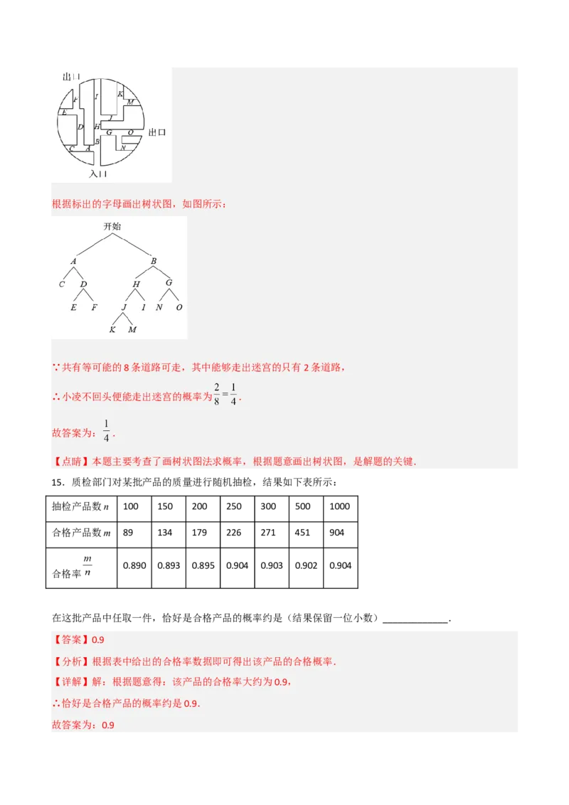 单元测试第二十五章概率初步（夯实基础培优卷）（解析版）_初中数学人教版_9上-初中数学人教版_06习题试卷_2单元测试_单元测试（第3套）