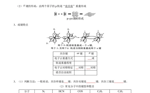 知识清单15分子结构与性质、化学键（原卷版）_05高考化学_2025年新高考资料_一轮复习_上好课2025年高考化学一轮复习知识清单3246985