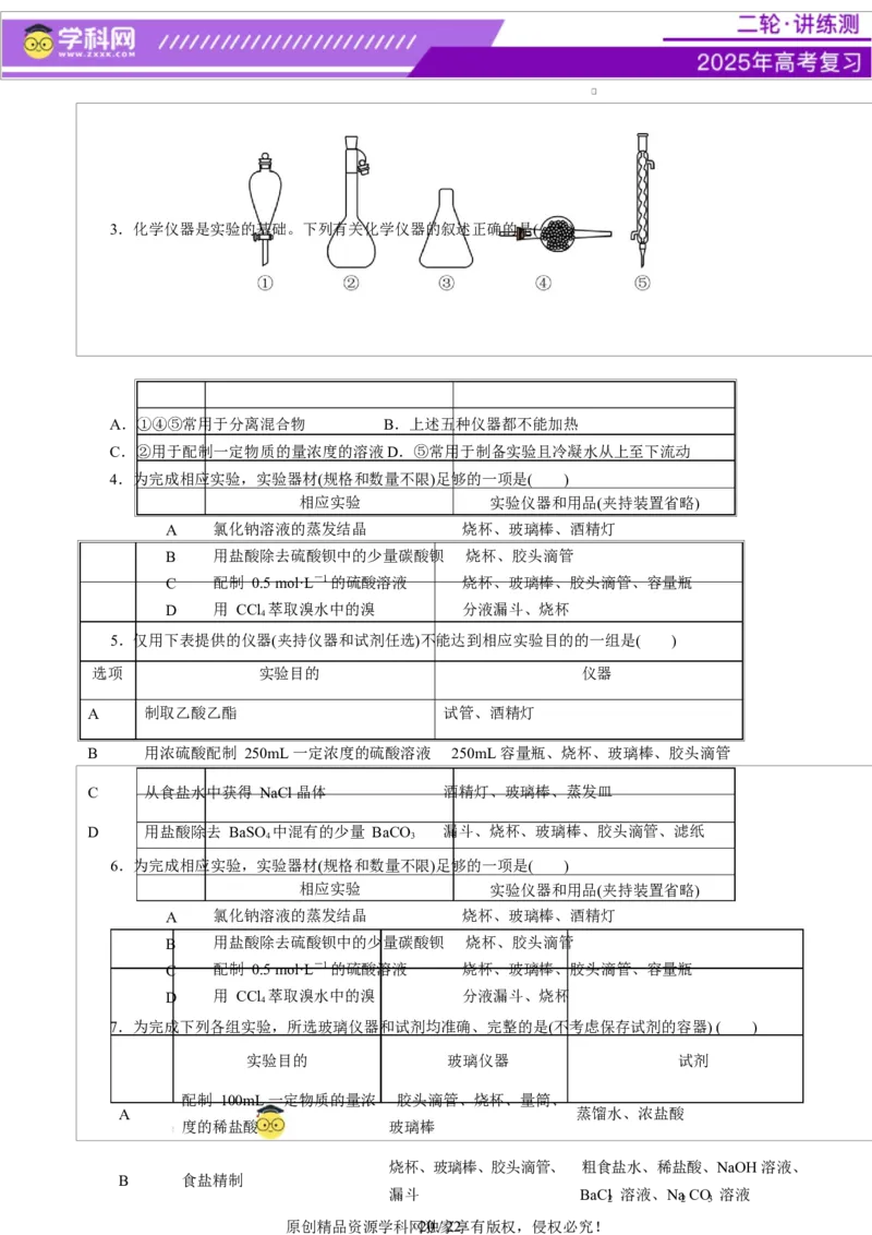 热点专项教材实验盘点（原卷版）_05高考化学_2025年新高考资料_二轮复习_上好课2025年高考化学二轮复习讲练测（新高考通用）3379109_主题七化学实验