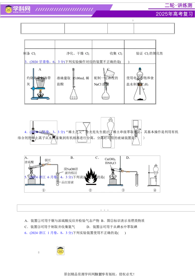 热点专项教材实验盘点（原卷版）_05高考化学_2025年新高考资料_二轮复习_上好课2025年高考化学二轮复习讲练测（新高考通用）3379109_主题七化学实验