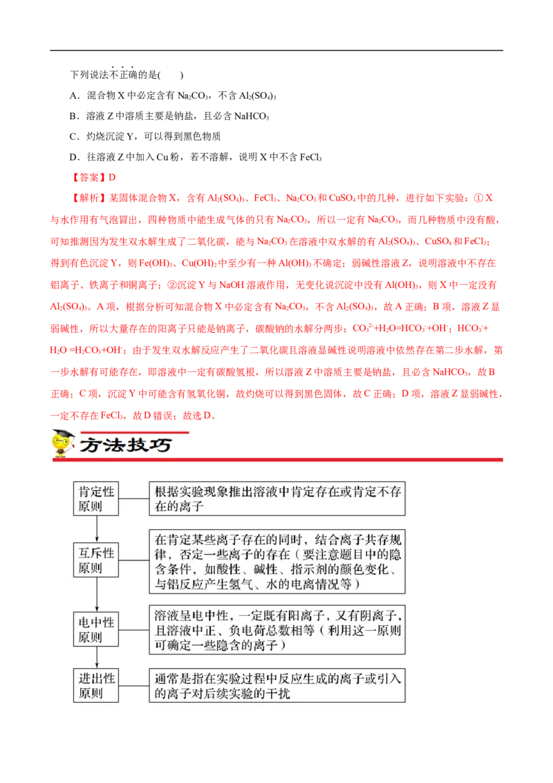 微练7离子的检验与推断（原卷版）_05高考化学_新高考复习资料_2023年新高考资料_专项复习_2023年高考化学热点专项导航与精练（新高考专用）