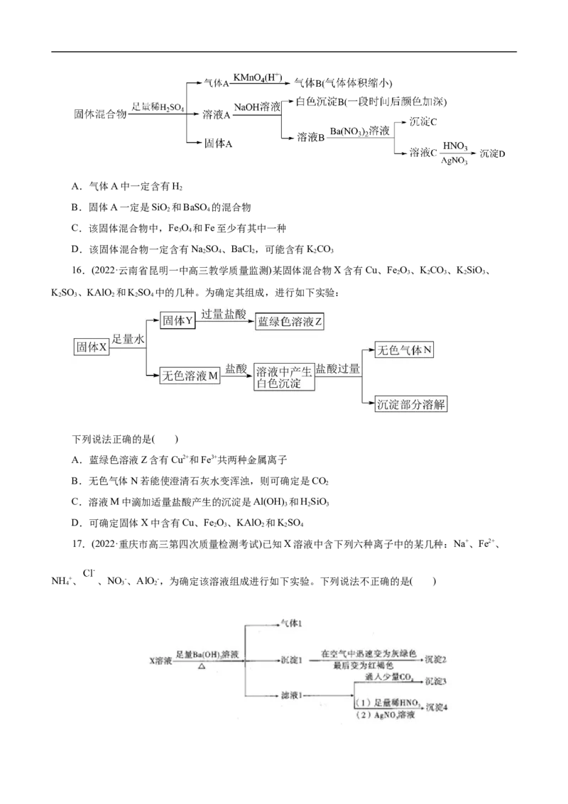 微练7离子的检验与推断（原卷版）_05高考化学_新高考复习资料_2023年新高考资料_专项复习_2023年高考化学热点专项导航与精练（新高考专用）