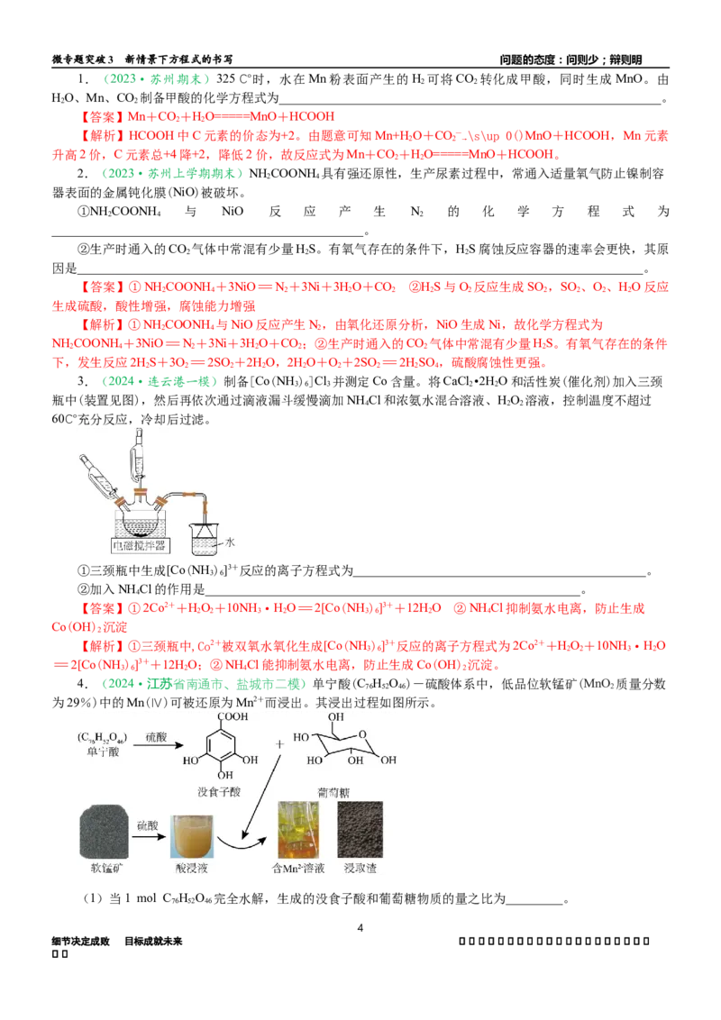 微专题突破03新情景下方程式的书写（学案）-2025年高考化学二轮复习重点微专题突破学案（新高考专用）_49983982_05高考化学_2025年新高考资料_二轮复习