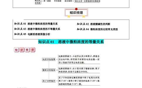 知识清单24++溶液中微粒浓度的关系-口袋书2024年高考化学一轮复习知识清单_05高考化学_2024年新高考资料_1.2024一轮复习_2024年高考化学一轮复习知识清单