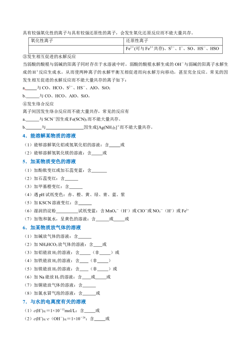 知识清单02离子反应（原卷版）_05高考化学_2025年新高考资料_一轮复习_上好课2025年高考化学一轮复习知识清单3246985