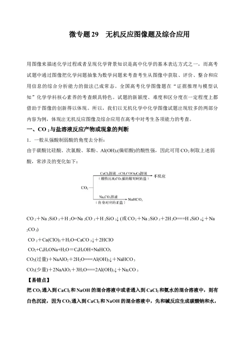 微专题29无机反应图像题及综合应用-备战2022年高考化学考点微专题（原卷版）_05高考化学_新高考复习资料_2022年新高考资料_备战2022年高考化学考点微专题