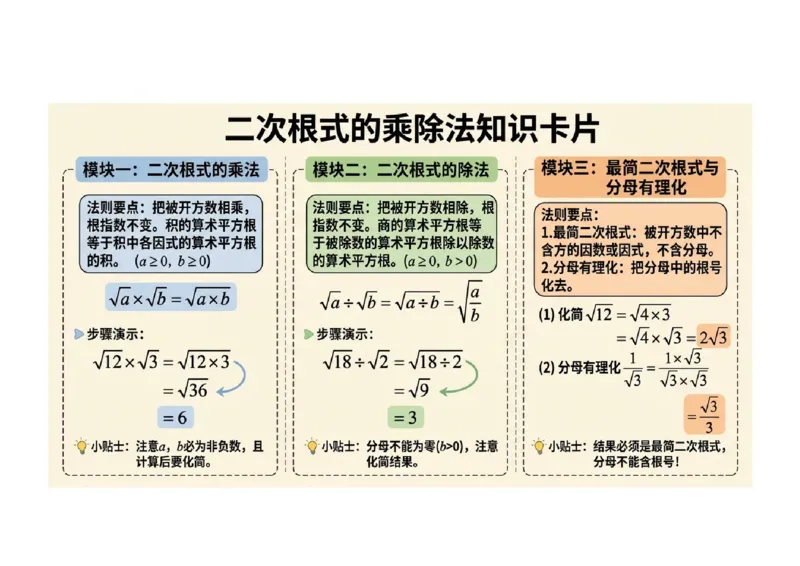 二次根式的乘除法知识卡片（知识清单）_初中数学人教版_八年级数学下册_保存转存之后查看(1)_2026春季新版-持续更新中_第二套-知_06试题_单元复习