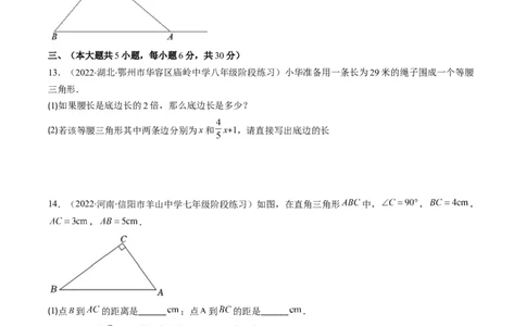 人教版八年级数学上学期期中检测B卷（原卷版）_初中数学人教版_8上-初中数学人教版_旧版_06习题试卷_3期中试卷