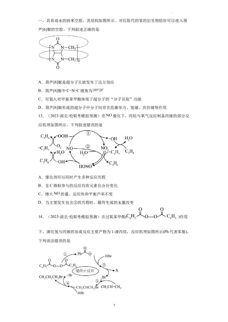 化学反应机理与催化剂（原卷版）_05高考化学_新高考复习资料_2024年新高考资料_一轮复习资料_2024届高三化学一轮复习&mdash;专项训练