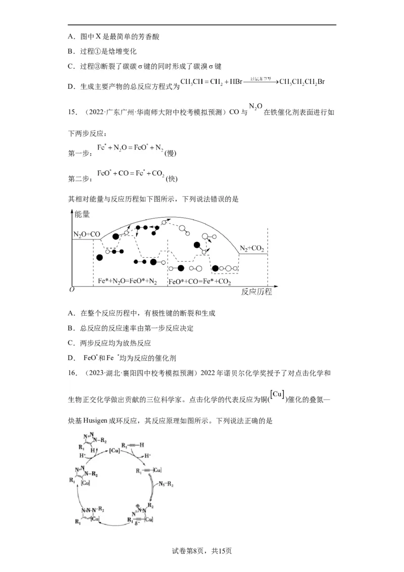 化学反应机理与催化剂（原卷版）_05高考化学_新高考复习资料_2024年新高考资料_一轮复习资料_2024届高三化学一轮复习&mdash;专项训练