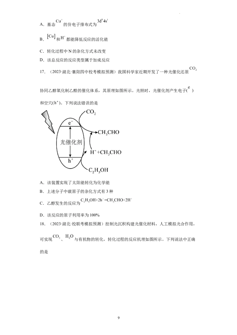 化学反应机理与催化剂（原卷版）_05高考化学_新高考复习资料_2024年新高考资料_一轮复习资料_2024届高三化学一轮复习&mdash;专项训练