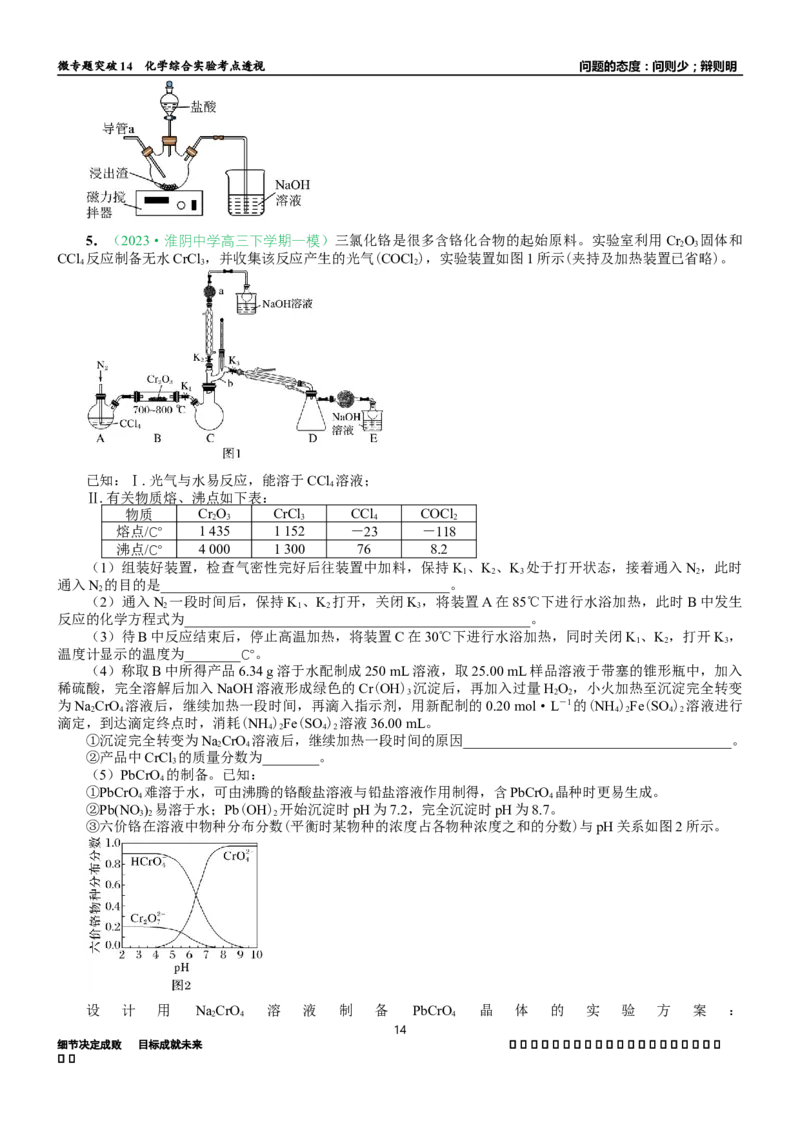 微专题突破14物质制备与实验方案设计考点透视（学案）（学生版）_05高考化学_2025年新高考资料_二轮复习_01高考语文等多个文件