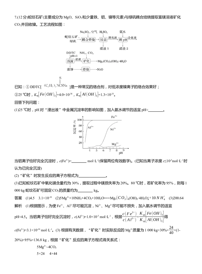 专题六　主观题突破4　化工流程中的有关计算淘宝店：红太阳资料库_05高考化学_2025年新高考资料_二轮复习_2025年高考化学大二轮_2025化学二轮复习_专题六　水溶液中的离子平衡