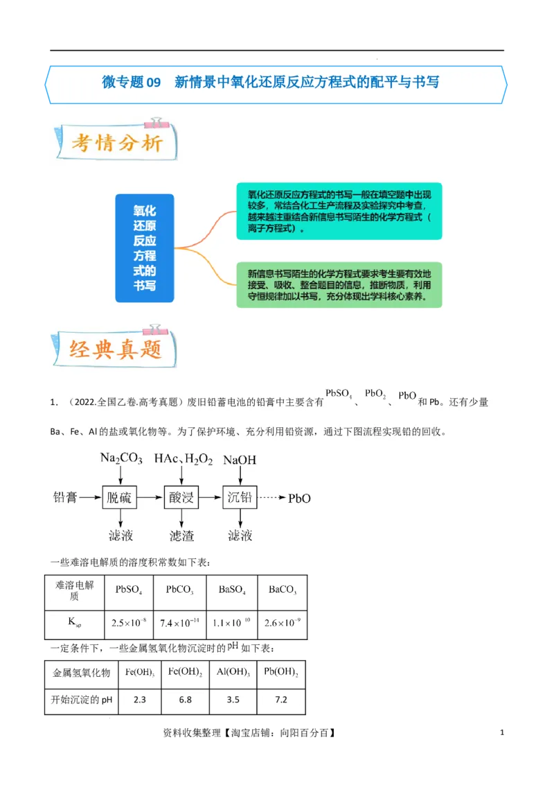 升级版微专题09新情景中氧化还原反应方程式的配平与书写（解析版）(全国版)_05高考化学_新高考复习资料_2024年新高考资料_一轮复习资料_备战2024年高考化学一轮复习考点微专题