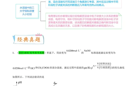 升级版微专题41水溶液中的三大守恒和浓度大小比较-备战2024年高考化学考点微专题（原卷版）(全国版)_05高考化学_新高考复习资料_2024年新高考资料_一轮复习资料