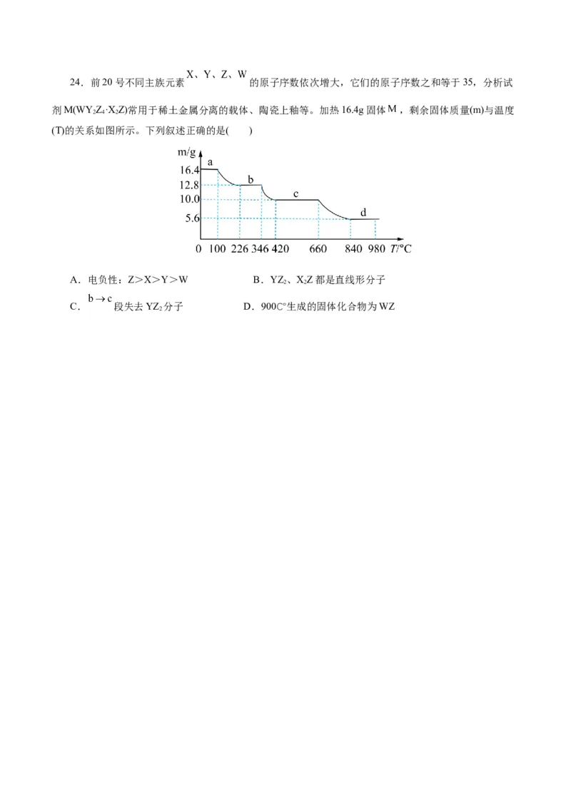 热点专项元素&ldquo;位一构一性&rdquo;关系的分析（原卷版）_05高考化学_2025年新高考资料_二轮复习_上好课2025年高考化学二轮复习讲练测（新高考通用）3379109_主题五物质结构与性质