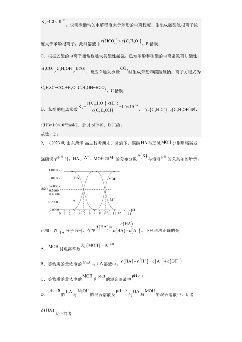 专题十五盐类的水解（专练）-冲刺2023年高考化学二轮复习核心考点逐项突破（解析版）_05高考化学_新高考复习资料_2023年新高考资料_二轮复习