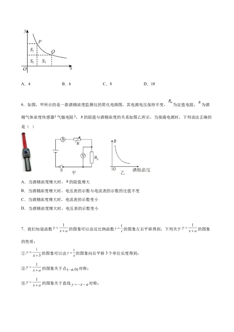 热点专题06反比例函数（9个热点）（原卷版）_初中数学人教版_9下-初中数学人教版_07专项讲练_2023-2024学年九年级数学全册重难热点提升精讲与过关测试（人教版）