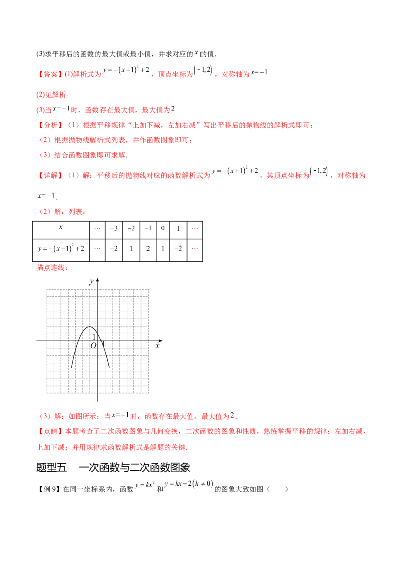 热点专题02二次函数（11个热点）（解析版）_初中数学人教版_9下-初中数学人教版_07专项讲练_2023-2024学年九年级数学全册重难热点提升精讲与过关测试（人教版）