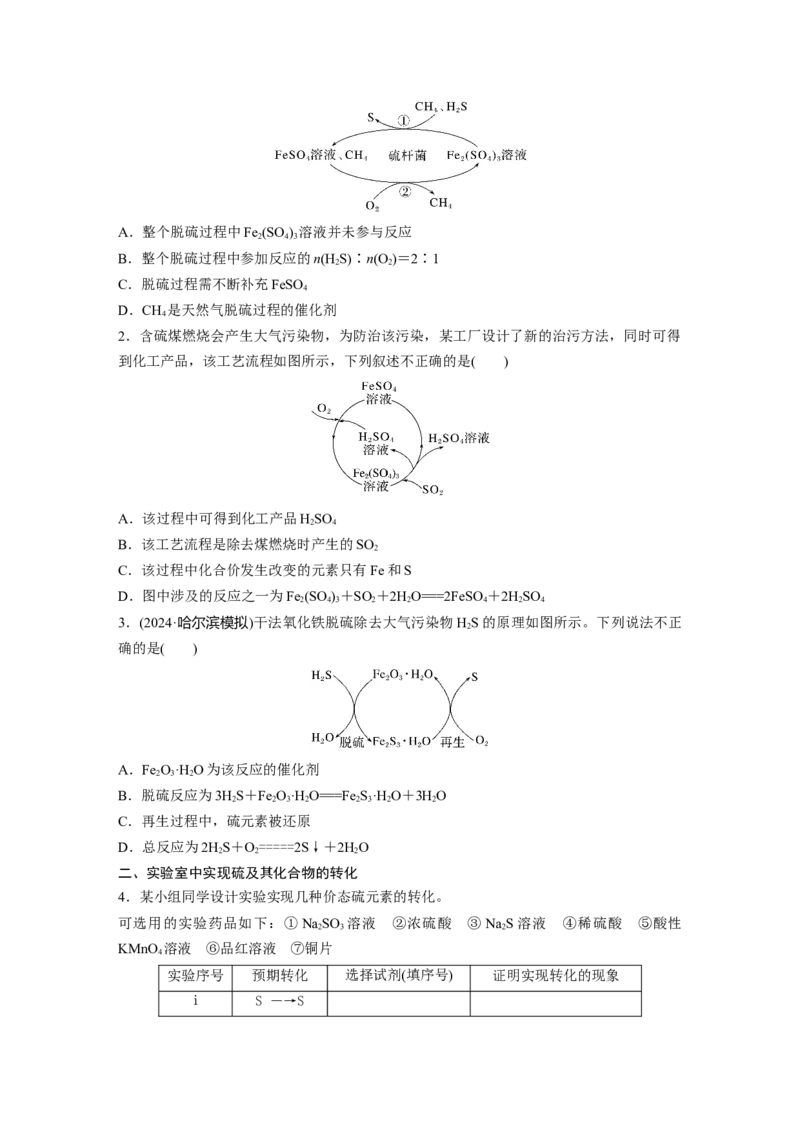 大单元二　第五章　第21讲　硫及其化合物的相互转化_05高考化学_2025年新高考资料_一轮复习_2025大一轮复习讲义+课件（完结）_2025大一轮复习讲义化学学生用书Word版文档全书