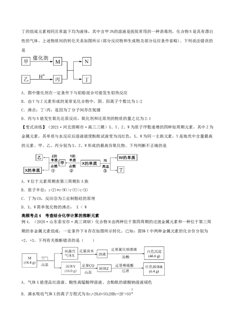 专题讲座（五）&ldquo;位-构-性&rdquo;综合推断题的解题方法（精讲）-2022年一轮复习讲练测（原卷版）_05高考化学_新高考复习资料_2022年新高考资料_2022年高考化学一轮复习讲练测