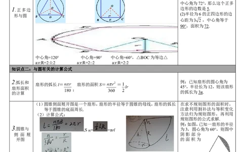 第23讲与圆有关的计算_初中数学人教版_9下-初中数学人教版_08知识点_中考知识点梳理（通用）_第六单元圆