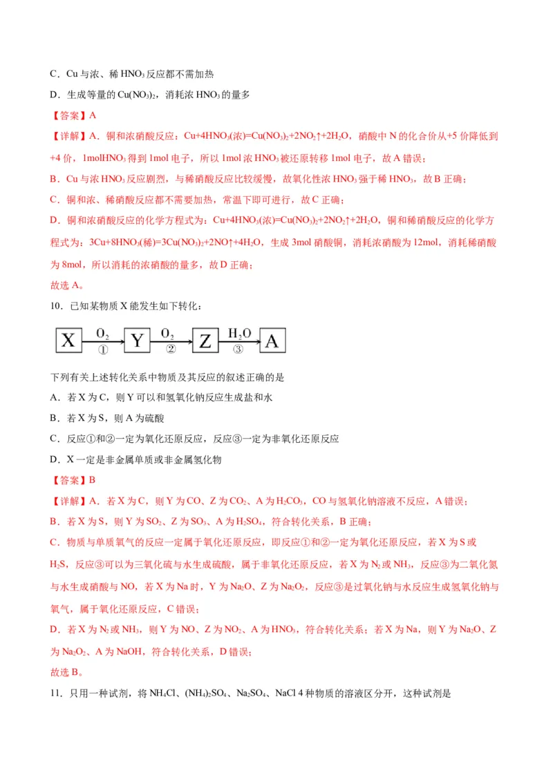 专题突破卷04&nbsp;非金属及其化合物-2024年高考化学一轮复习考点通关卷（新教材新高考）（解析版）_05高考化学_2024年新高考资料_1.2024一轮复习