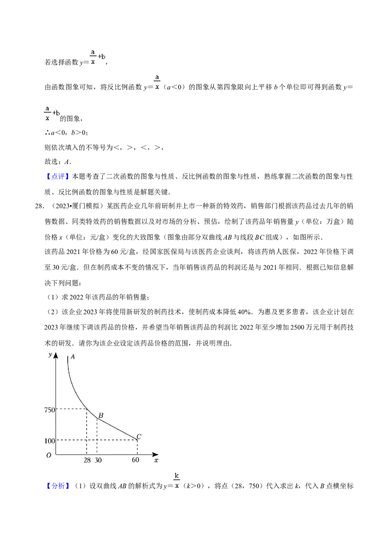 猜想06反比例函数（易错必刷30题6种题型专项训练）（解析版）_初中数学人教版_9上-初中数学人教版_06习题试卷_7期中期末复习专题