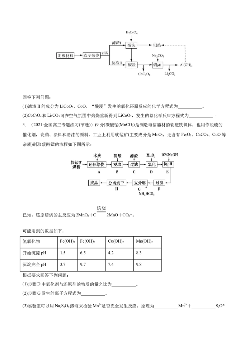 专题讲座（二）整合有效信息书写陌生化学方程式（练）-2023年高考化学一轮复习讲练测（全国通用）（原卷版）_05高考化学_通用版（老高考）复习资料_2023年复习资料_一轮复习