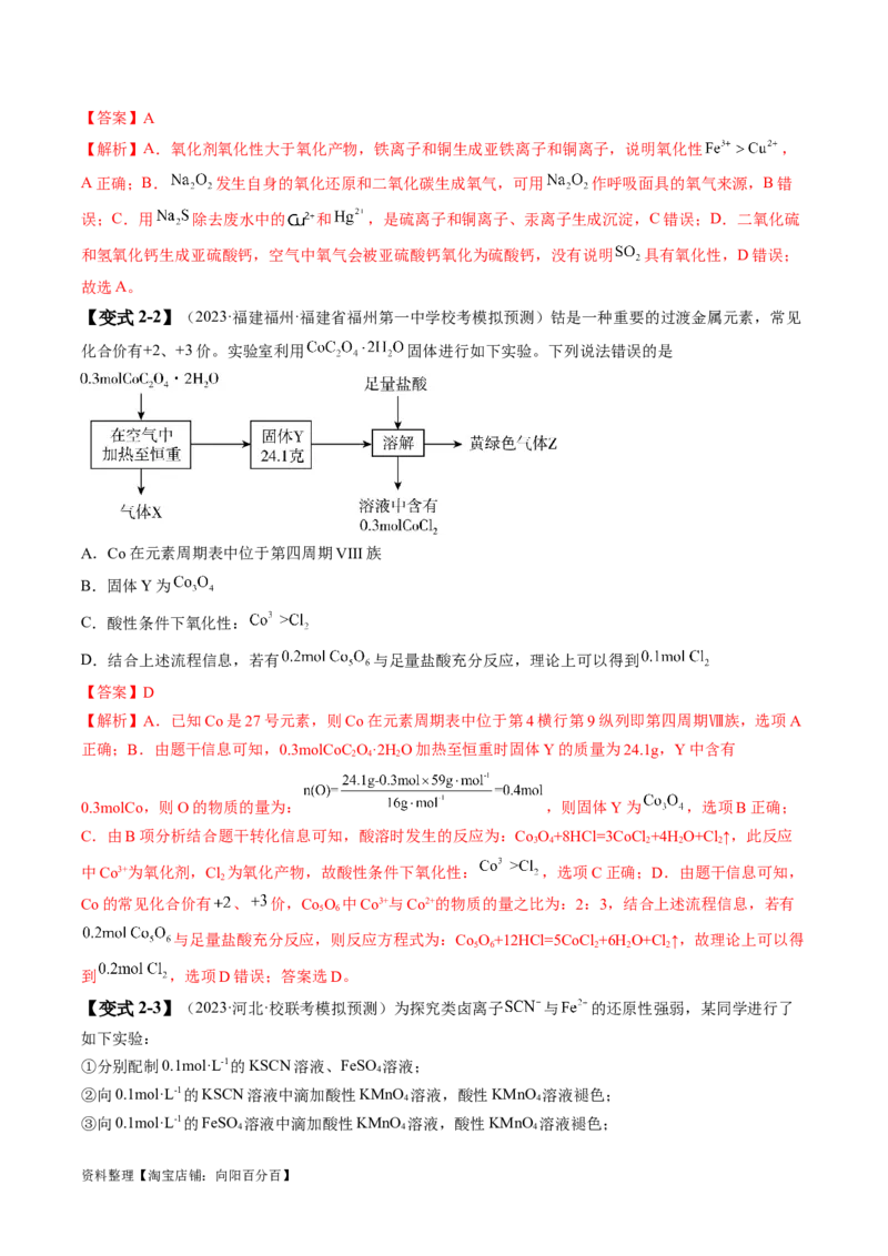 易错类型04氧化还原反应（6大易错点）（解析版）_05高考化学_新高考复习资料_2024年新高考资料_❤专项复习资料_备战2024年高考化学考试易错题（全国通用）_教师版（含答案解析）