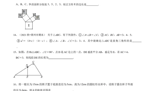 第17章勾股定理（B卷&middot;能力提升练）-单元测试八年级数学下册分层训练AB卷（人教版）（原卷版）_new_初中数学人教版_八年级数学下册_保存转存之后查看(1)_旧版-可参考_06习题试卷
