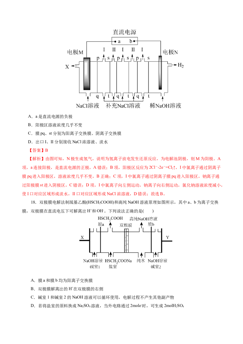热点专项电化学中离子交换膜的应用（解析版）_05高考化学_2025年新高考资料_二轮复习_上好课2025年高考化学二轮复习讲练测（新高考通用）3379109_主题三化学反应原理