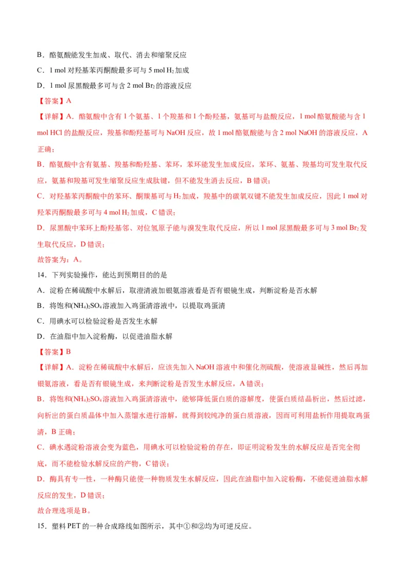 专题突破卷11有机化学基础（二）-2024年高考化学一轮复习考点通关卷（新教材新高考）（解析版）_05高考化学_2024年新高考资料_1.2024一轮复习