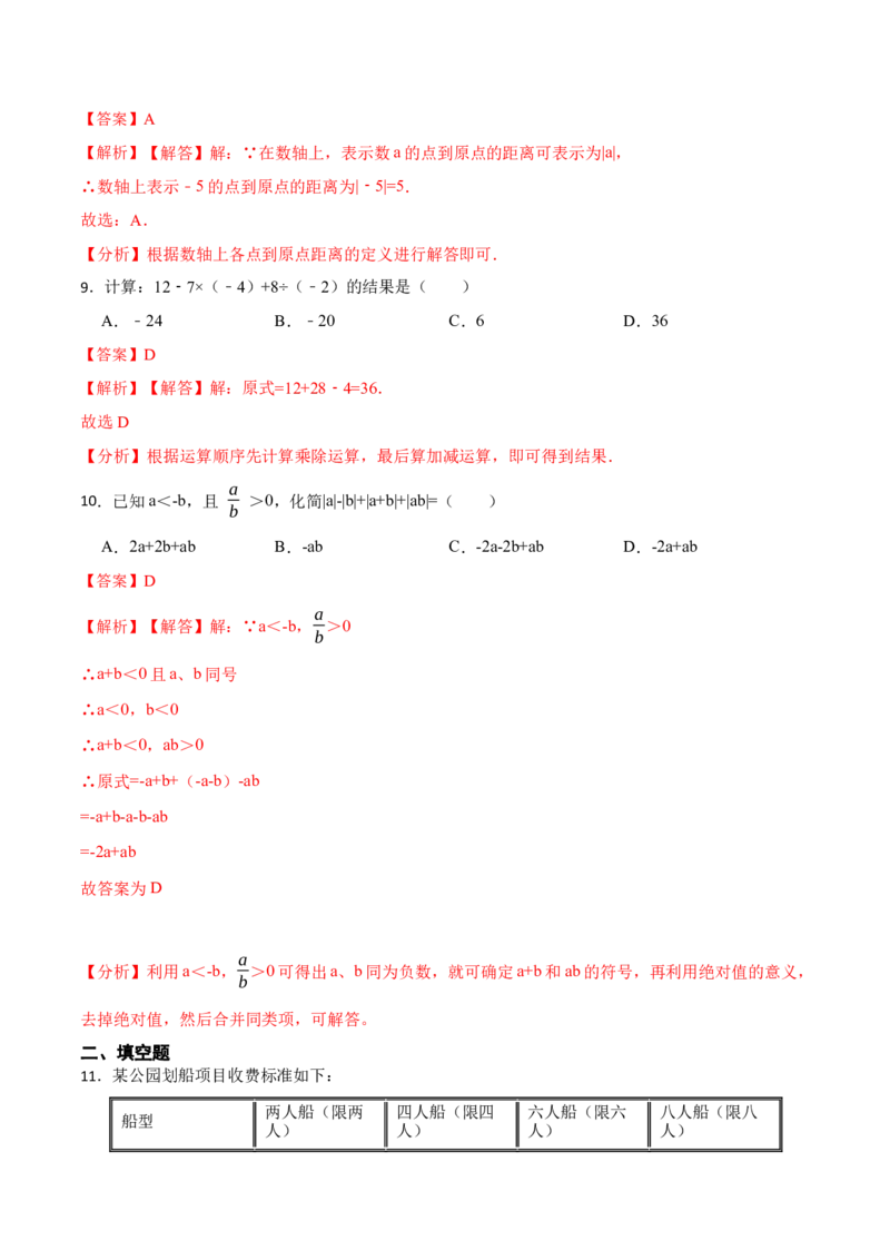 第1章有理数单元检测-重要笔记2022-2023学年七年级数学上学期重要考点精讲精练(人教版)（解析版）_初中数学人教版_7上-初中数学人教版_7上-初中数学人教版（旧版）赠送_07专项讲练