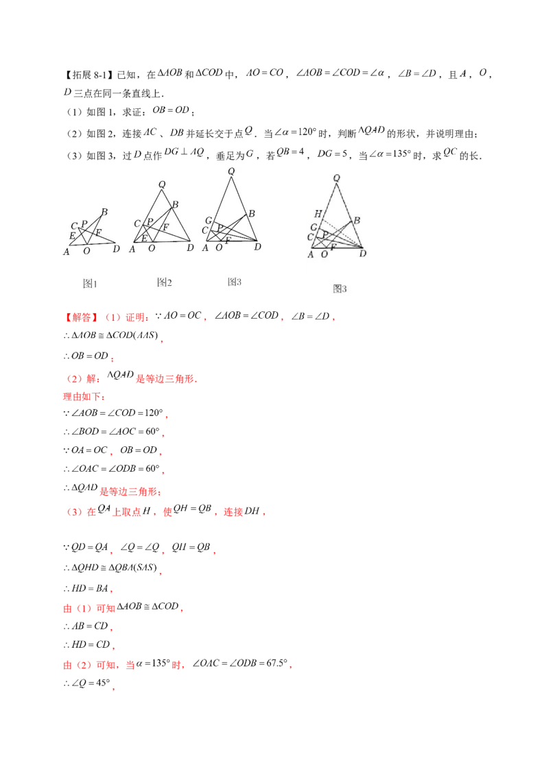 全等变化模型八手拉手模型（解析版）_初中数学人教版_8上-初中数学人教版_旧版_07专项讲练_八年级数学上册全等三角形模型图析高分突破（人教版）