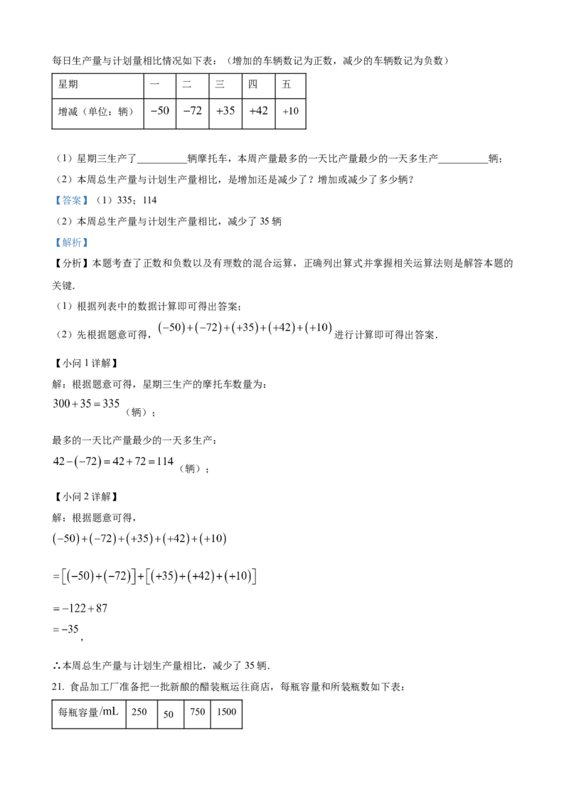 精品解析：人教版（2024）2024-2025学年七年级数学上册期中达标测试卷（解析版）_初中数学人教版_7上-初中数学人教版_7上-初中数学人教版（新版）_06习题试卷_期中试卷