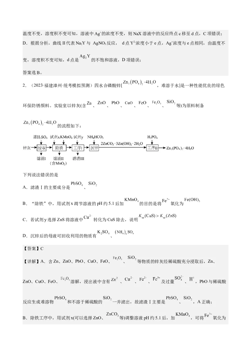 专题十六沉淀溶解平衡（专讲）-冲刺2023年高考化学二轮复习核心考点逐项突破（解析版）_05高考化学_新高考复习资料_2023年新高考资料_二轮复习