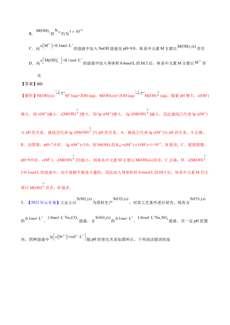 专题十六沉淀溶解平衡（专讲）-冲刺2023年高考化学二轮复习核心考点逐项突破（解析版）_05高考化学_新高考复习资料_2023年新高考资料_二轮复习