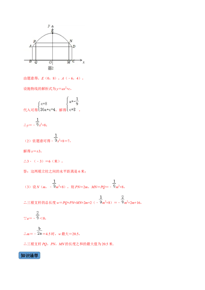 第5课时实际问题与二次函数-2022-2023学年九年级数学上册同步精品课堂知识清单＋例题讲解＋课后练习（人教版）（解析版）_初中数学人教版_9上-初中数学人教版_07专项讲练