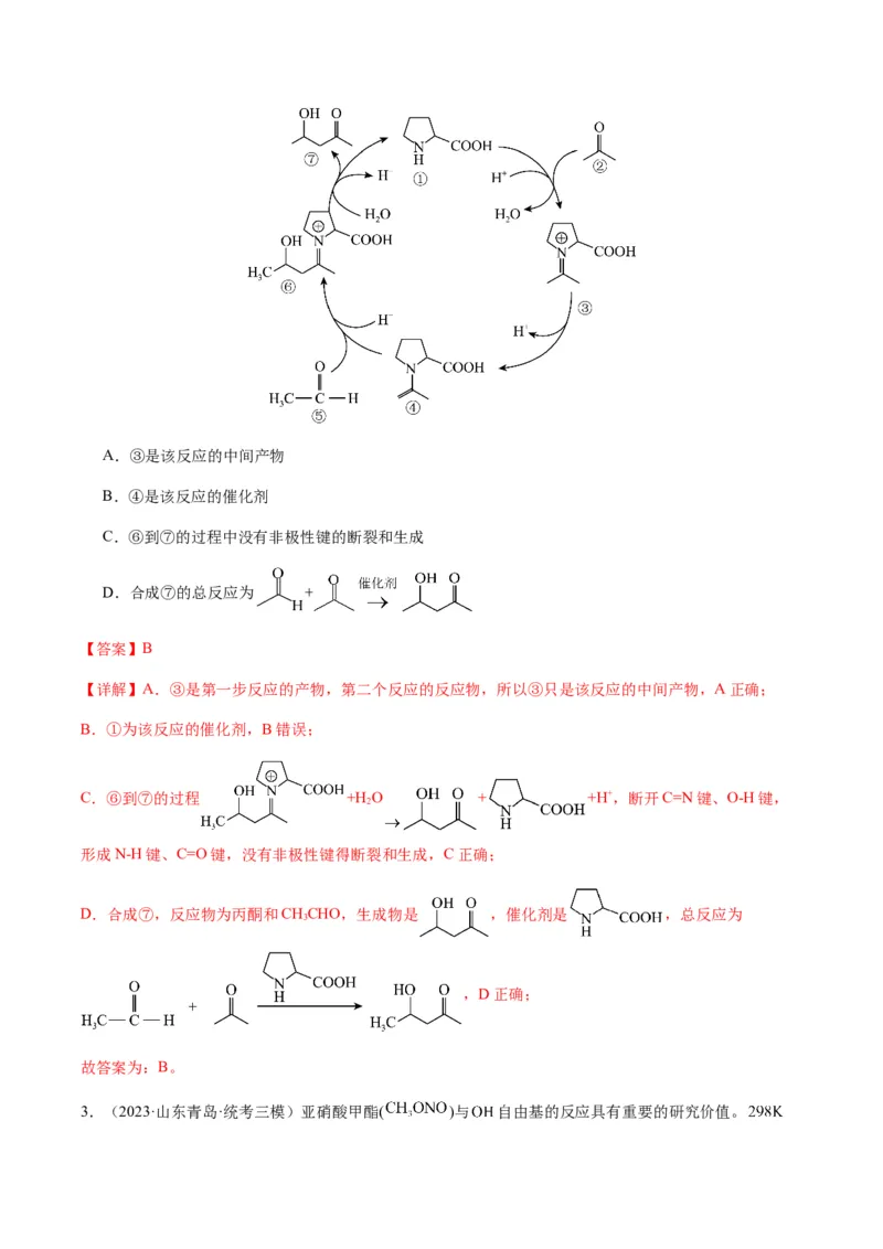 热点06化学反应机理（反应历程）图像分析-2024年高考化学热点&middot;重点&middot;难点专练（新高考专用）（解析版）_05高考化学_2024年新高考资料_3.2024专项复习