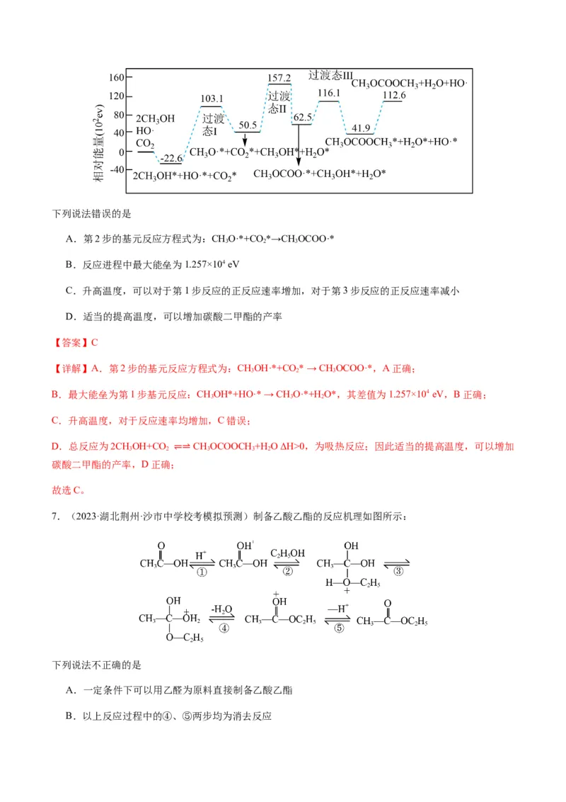 热点06化学反应机理（反应历程）图像分析-2024年高考化学热点&middot;重点&middot;难点专练（新高考专用）（解析版）_05高考化学_2024年新高考资料_3.2024专项复习